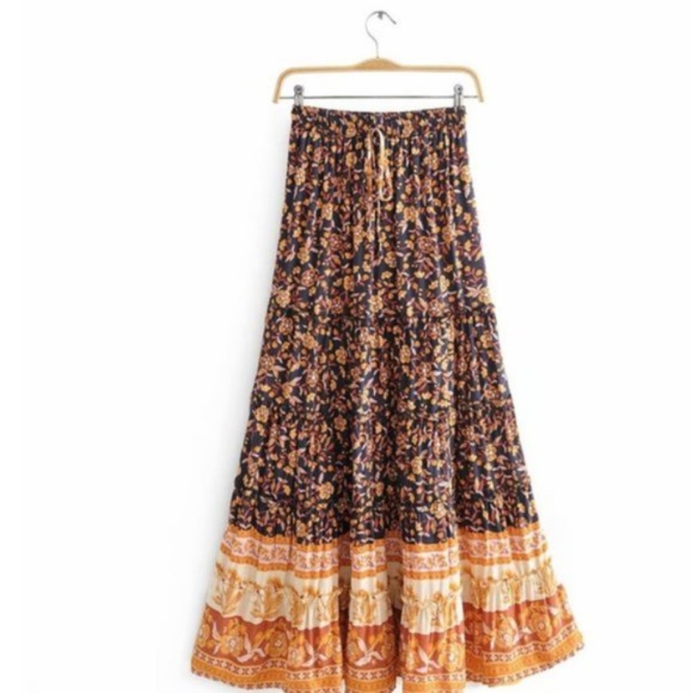 Bohemian floral boho crop top Maxi Skirt set - Picture 2 of 4